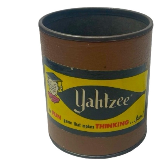 Vintage Yahtzee Shaker Cup With 6 Dice - Picture 1 of 5